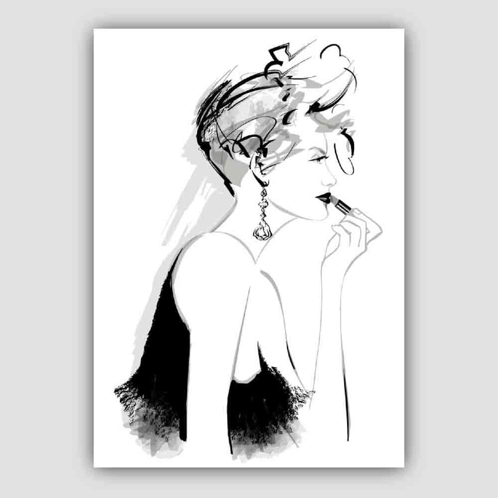 Norvo | Kvinne Lipstick Sketch Fashion Art Print