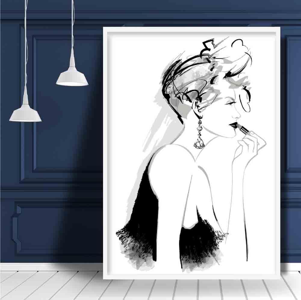 Norvo | Kvinne Lipstick Sketch Fashion Art Print