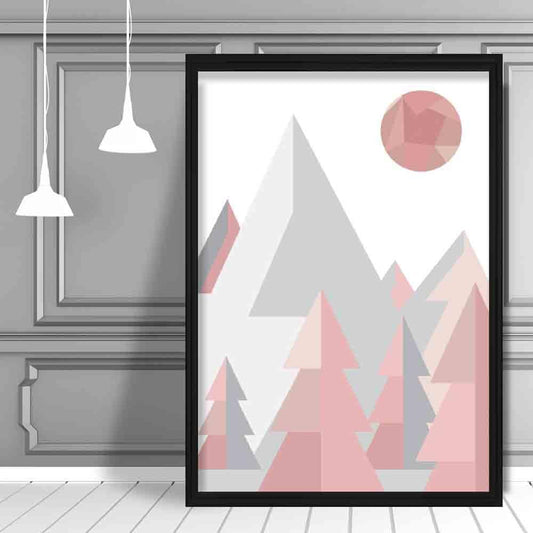Norvo | Geometrisk Poly Blush Pink og Grå Skog Plakat