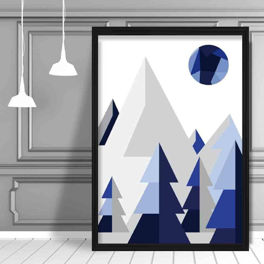 Norvo | Geometrisk Poly Mørkeblå Og Grå Skog Plakat
