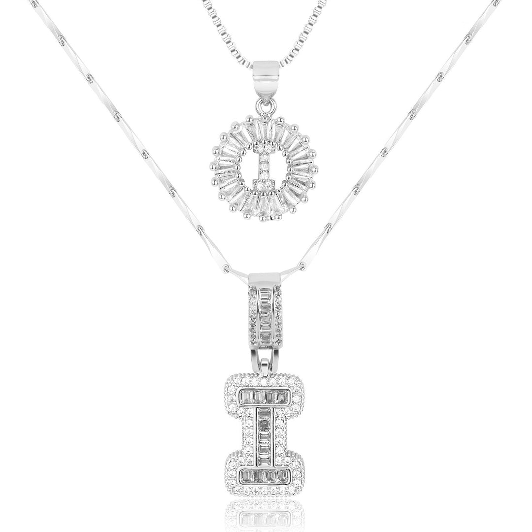 Skanto | 2pc 14k Diamant Bokstav Initial Halskjeder
