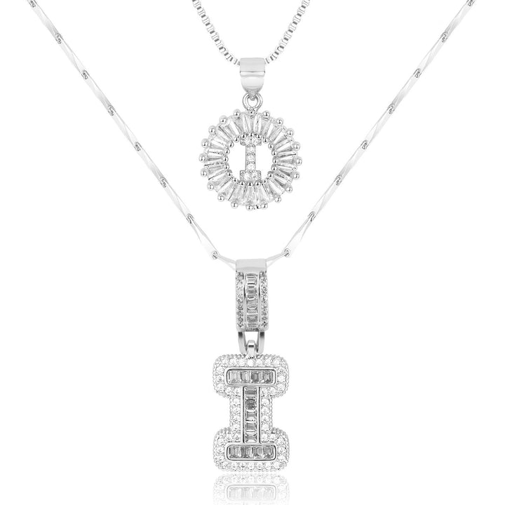 Skanto | 2pc 14k Diamant Bokstav Initial Halskjeder