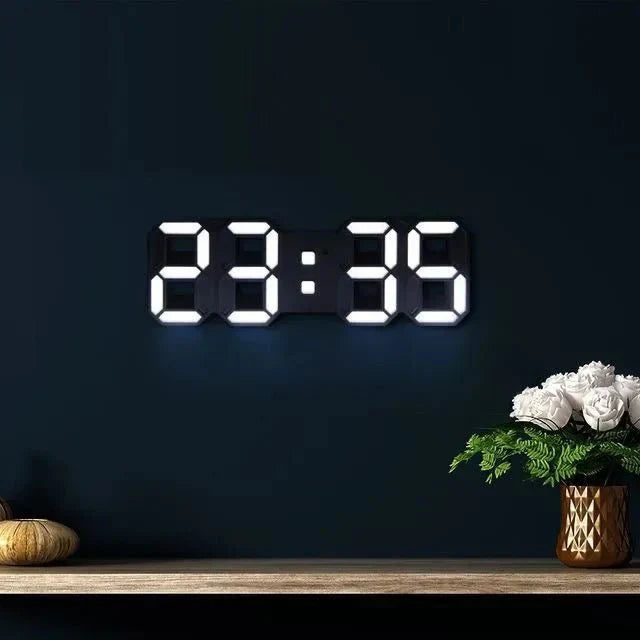Skanto | TimeGlow 3D LED Veggklokke – Digital klokke med justerbart lys