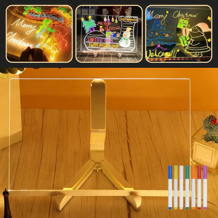 Skanto | IllumiWrite LED Skiltbrett – Gjenbrukbart Lysbrett for Kreative Sinn