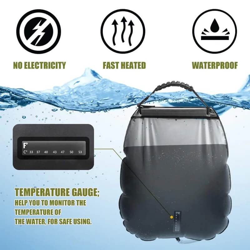 ZonFlow Sammenleggbar Utendørs Dusjpose – 20L Soloppvarming | Skanto