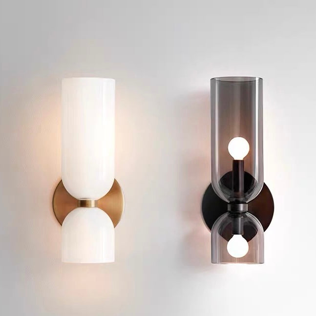 Glaswandleuchte med Doppellampen-Design