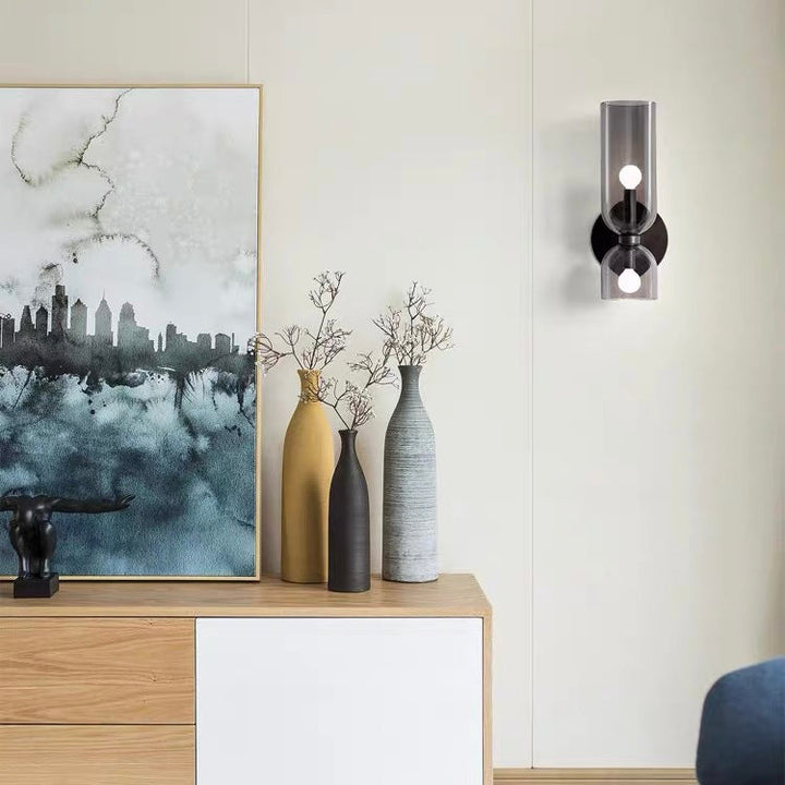 Glaswandleuchte med Doppellampen-Design