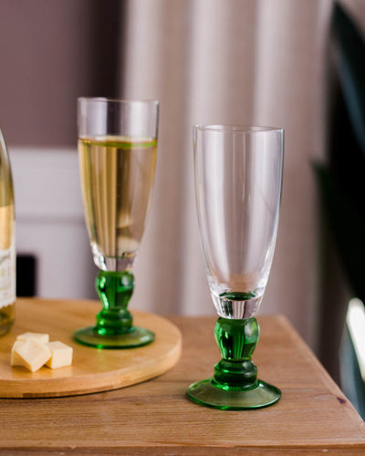Skanto | Svart Grønn Champagnefløyte - Sett med 6
