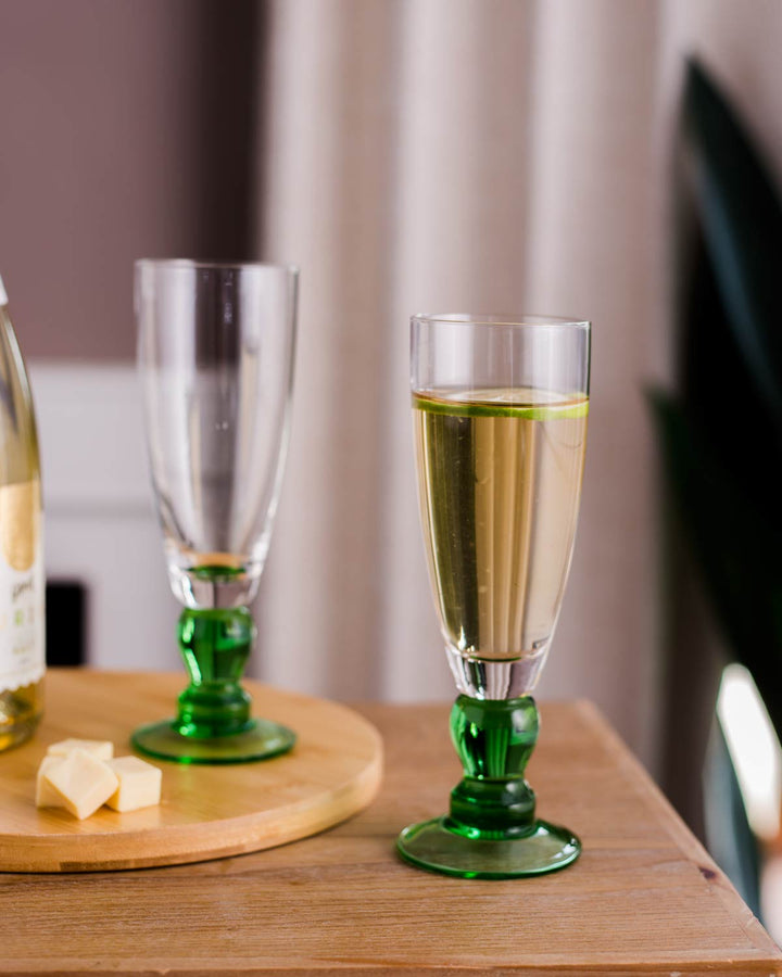 Skanto | Svart Grønn Champagnefløyte - Sett med 6