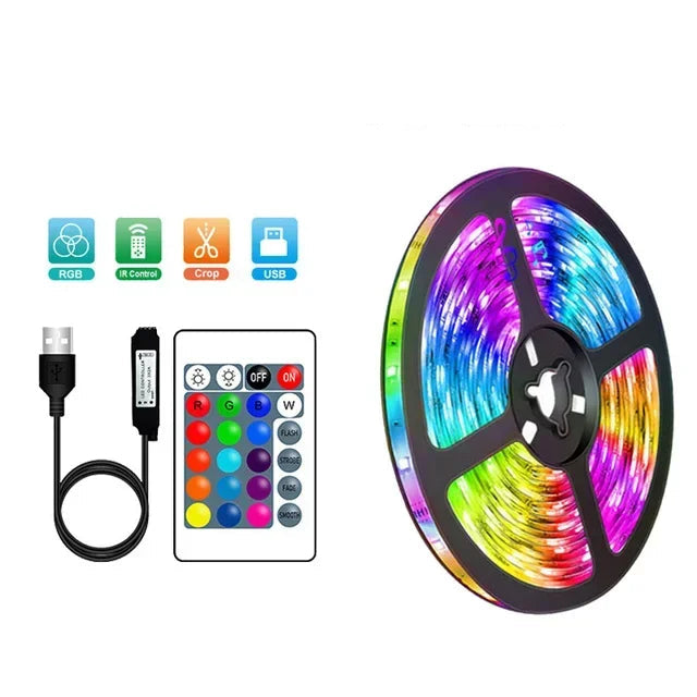 Skanto | RGB LED-bånd med USB-tilkobling - Fargeforandrende lys for omgivelses- og TV-belysning