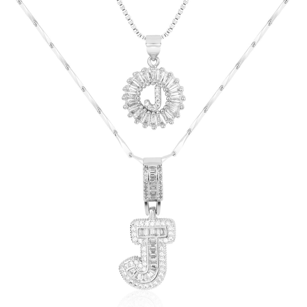 Skanto | 2pc 14k Diamant Bokstav Initial Halskjeder