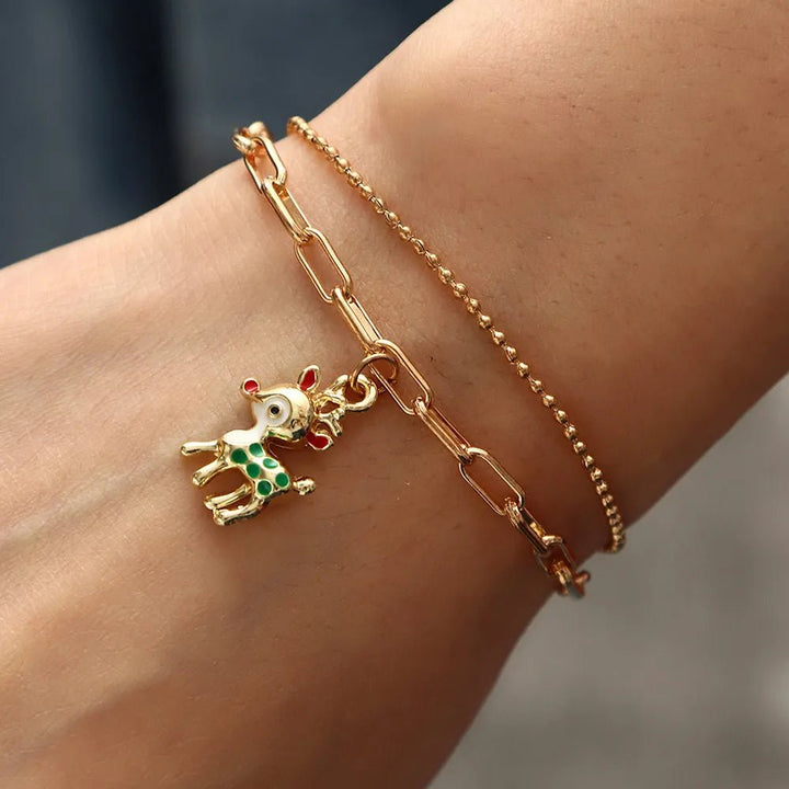 Skanto | Justerbar, gullbelagt, festlig charm armbånd for julestemning