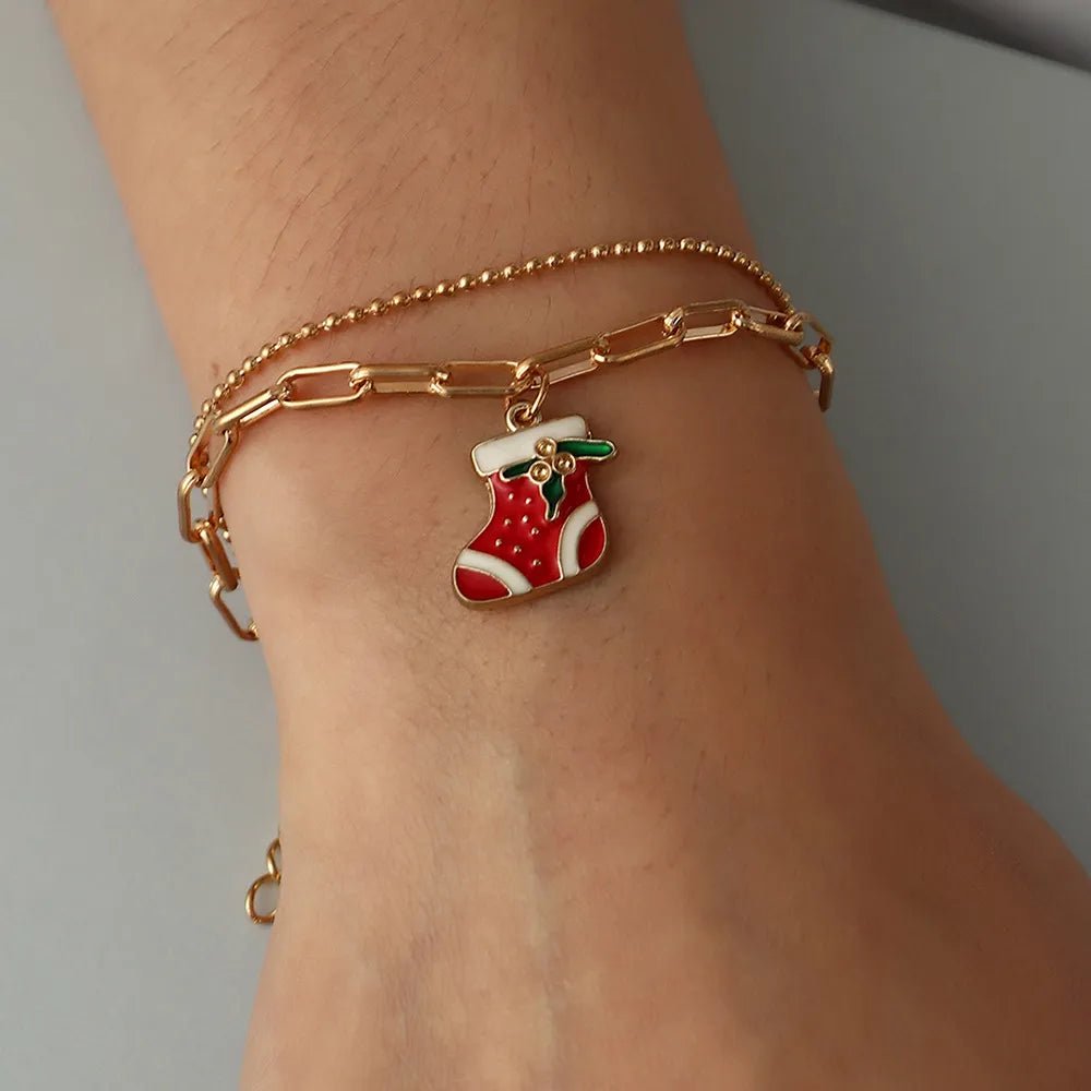 Skanto | Justerbar, gullbelagt, festlig charm armbånd for julestemning