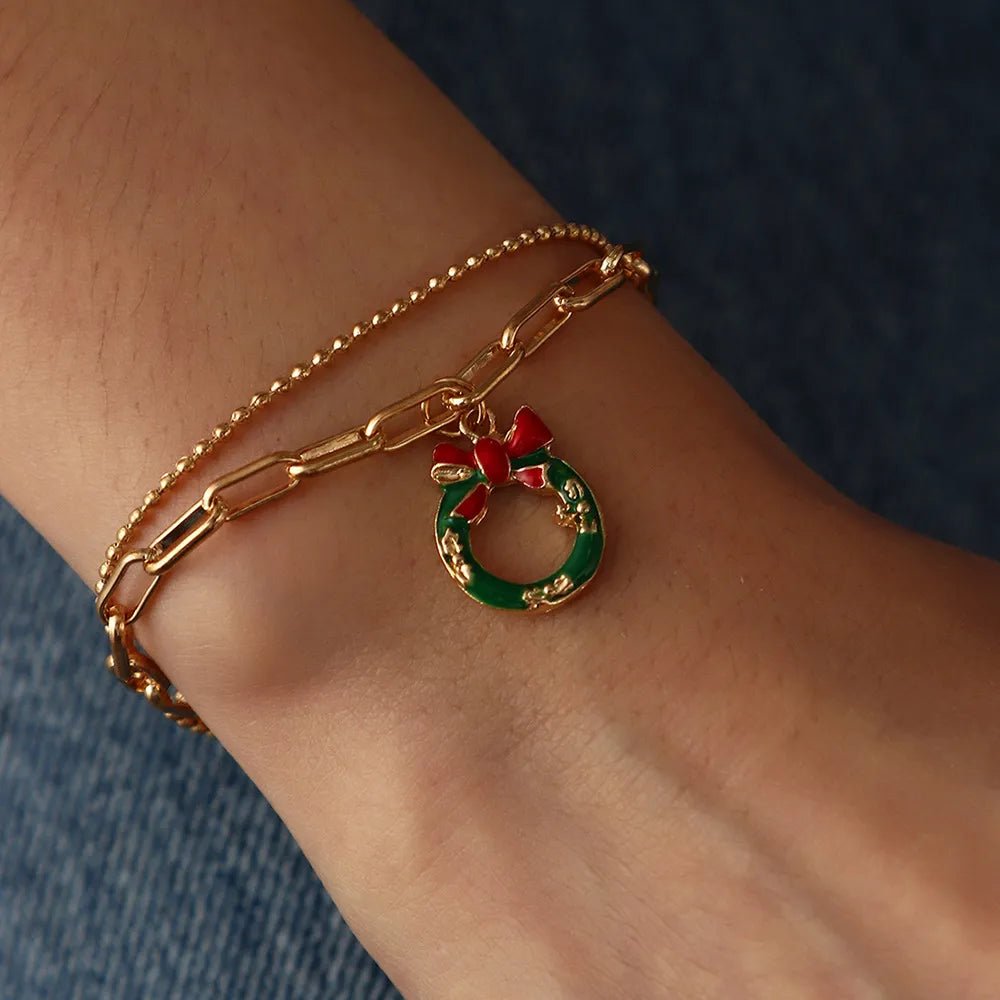 Skanto | Justerbar, gullbelagt, festlig charm armbånd for julestemning