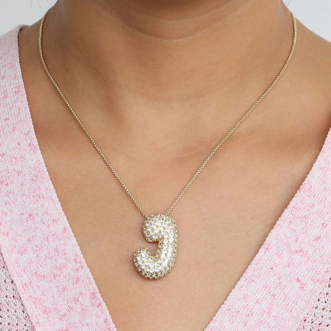 Skanto | Chunky Bubble Diamond Dazzle Initial Halskjeder