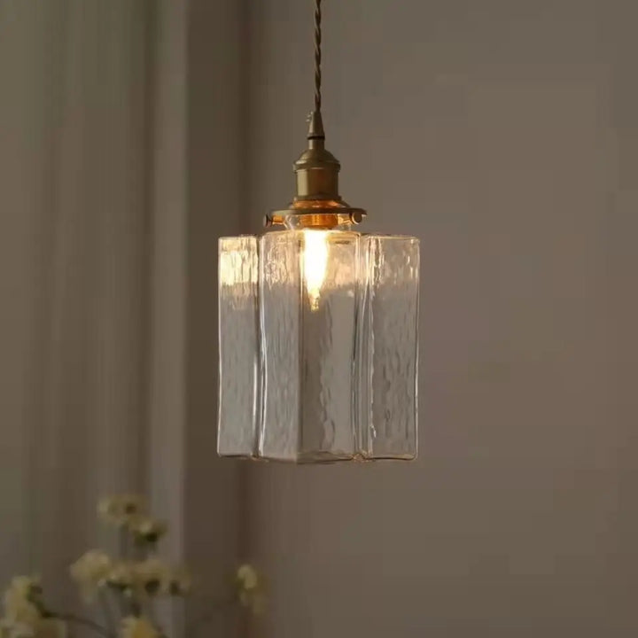 Vintage Glass Pendant Light - Rustic Hanging Lamp for Living Room & Dining Room | Skanto