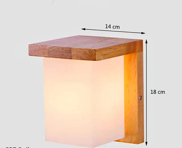 Japansk vegglampe laget av tre for soverom – Minimalistisk lampe med naturlig belysning | Skanto