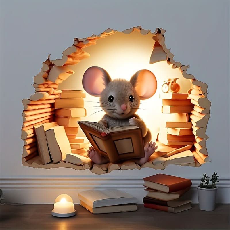 DecoraMice 3D-Cartoon-Wandtattoos | Niedliche Maus-Wandtattoos für Kinderzimmer und Wohnräume