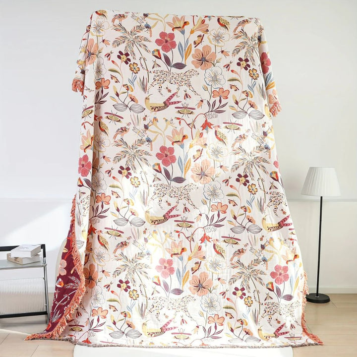 Skanto | Jungle Bloom Reversibel Bomullspledd