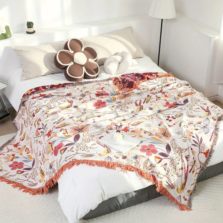 Skanto | Jungle Bloom Reversibel Bomullspledd