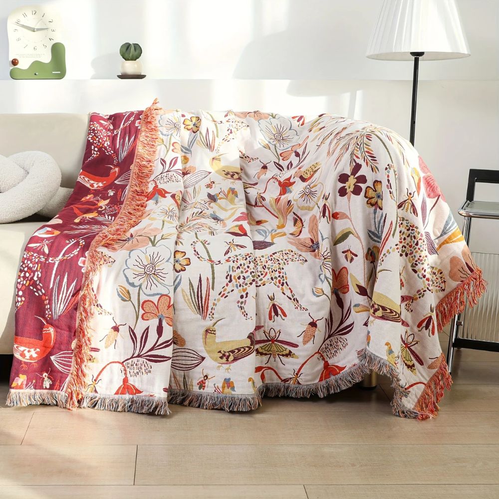 Skanto | Jungle Bloom Reversibel Bomullspledd