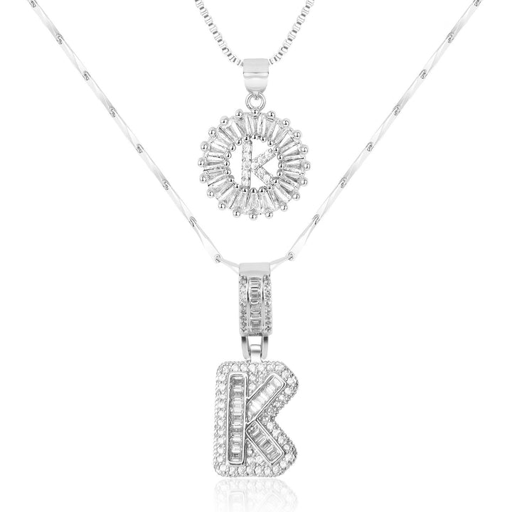 Skanto | 2pc 14k Diamant Bokstav Initial Halskjeder