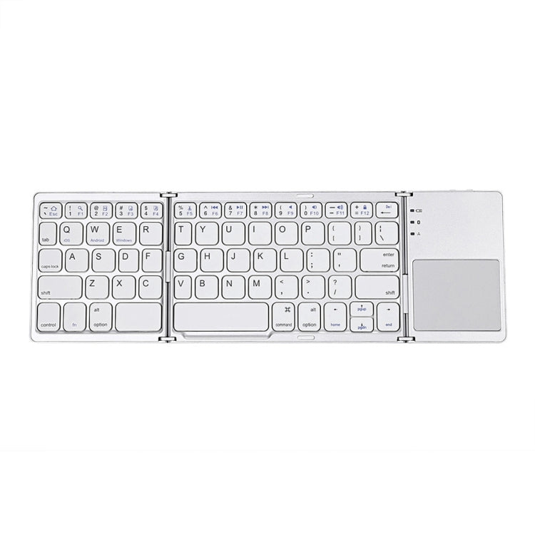 Skanto | B033 Oppladbar 3-foldbar sammenleggbar 64-tasters Bluetooth trådløst tastatur med berøringsplate (Sølv)