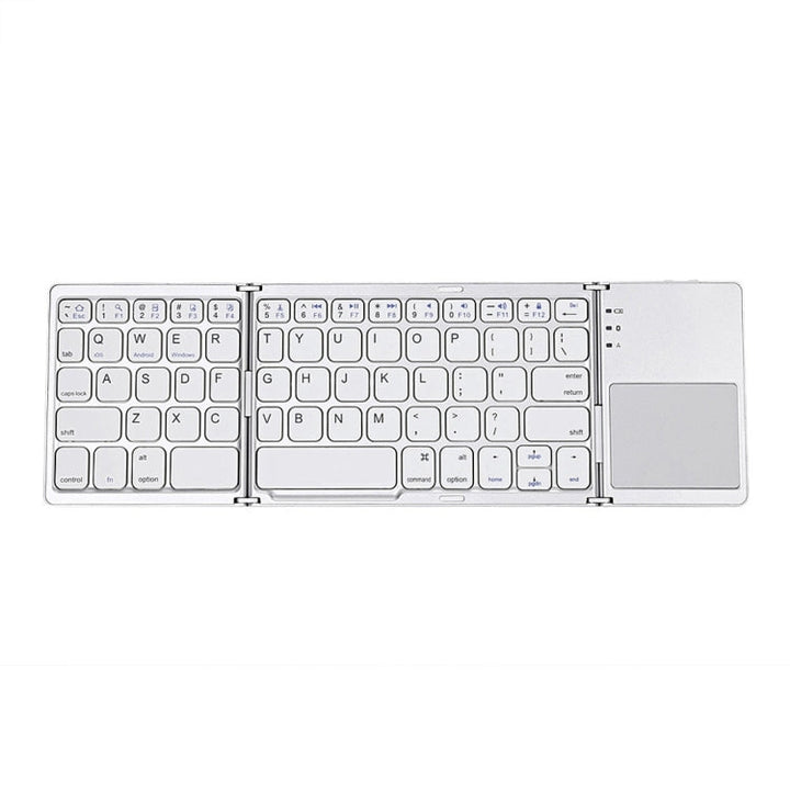 Skanto | B033 Oppladbar 3-foldbar sammenleggbar 64-tasters Bluetooth trådløst tastatur med berøringsplate (Sølv)