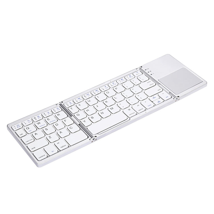 Skanto | B033 Oppladbar 3-foldbar sammenleggbar 64-tasters Bluetooth trådløst tastatur med berøringsplate (Sølv)
