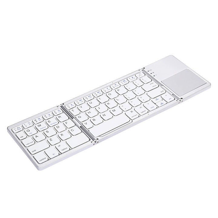 Skanto | B033 Oppladbar 3-foldbar sammenleggbar 64-tasters Bluetooth trådløst tastatur med berøringsplate (Sølv)