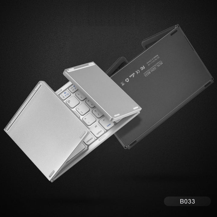 Skanto | B033 Oppladbar 3-foldbar sammenleggbar 64-tasters Bluetooth trådløst tastatur med berøringsplate (Sølv)