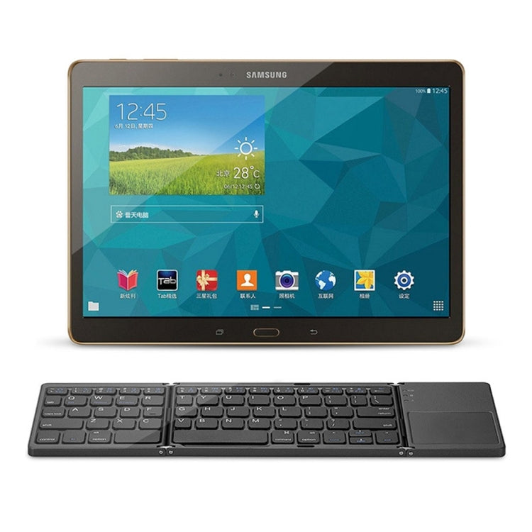 Skanto | B033 Oppladbar 3-foldbar sammenleggbar 64-tasters Bluetooth trådløst tastatur med berøringsplate (Sølv)