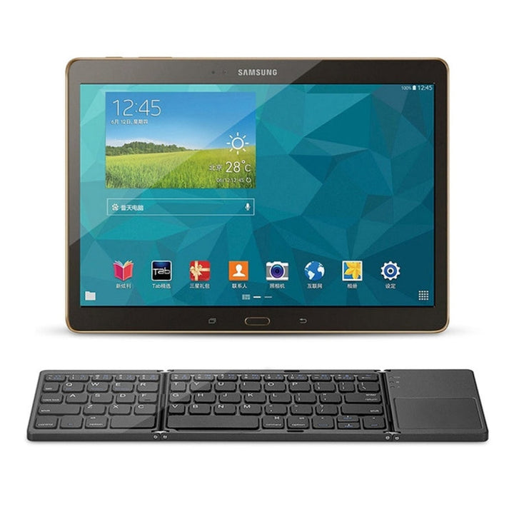 Skanto | B033 Oppladbar 3-foldbar sammenleggbar 64-tasters Bluetooth trådløst tastatur med berøringsplate (Sølv)