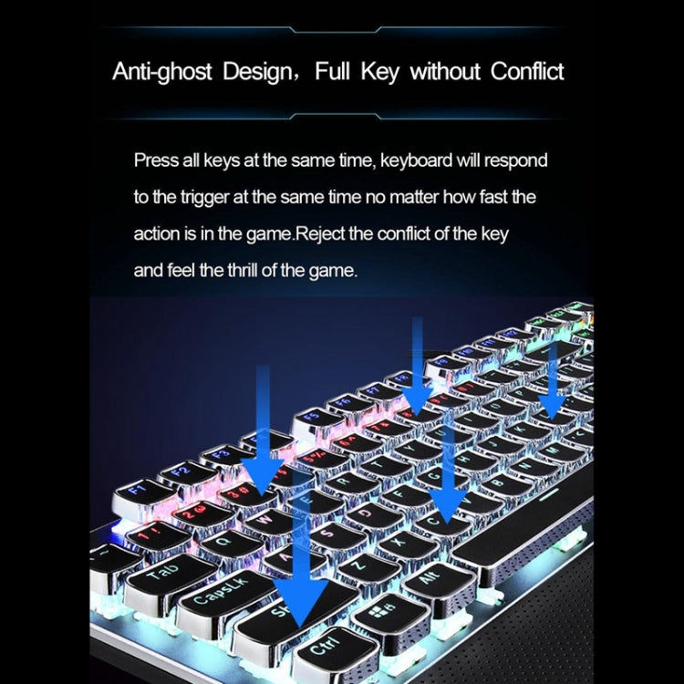 Skanto | AULA F2088 108 Taster Blandet Lysbelegg Punk Mekanisk Brun Bryter Kablet USB Gaming Tastatur med Metalltast (Sølv)
