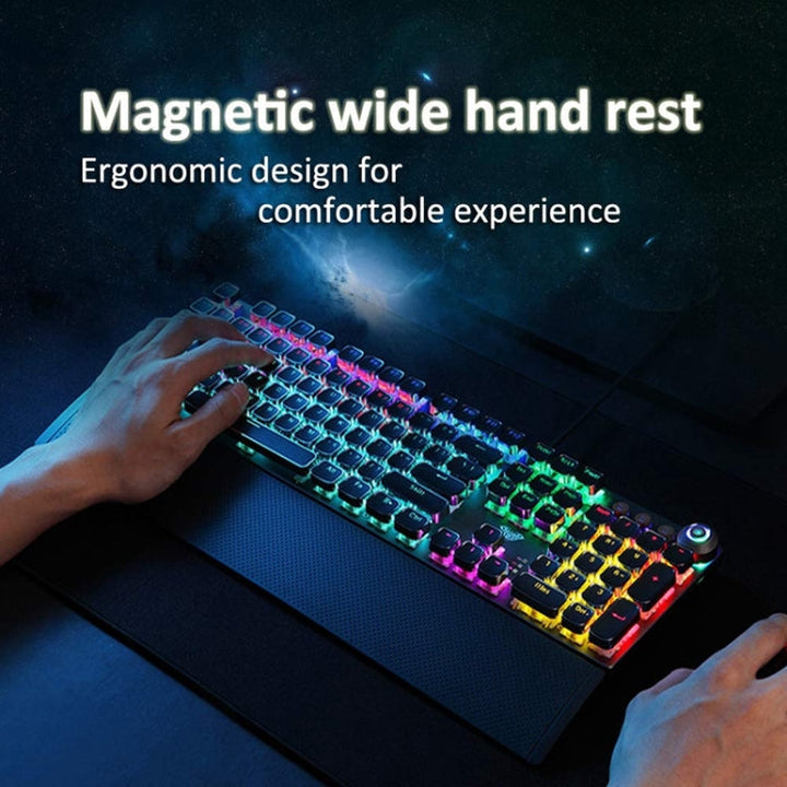 Skanto | AULA F2088 108 Taster Blandet Lysbelegg Punk Mekanisk Brun Bryter Kablet USB Gaming Tastatur med Metalltast (Sølv)