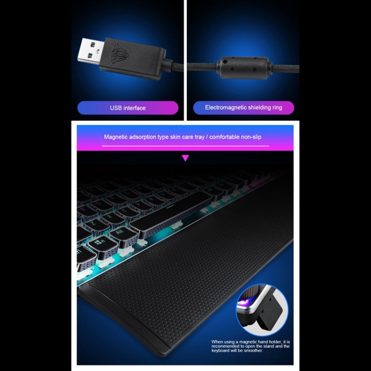 Skanto | AULA F2088 108 Taster Blandet Lysbelegg Punk Mekanisk Brun Bryter Kablet USB Gaming Tastatur med Metalltast (Sølv)