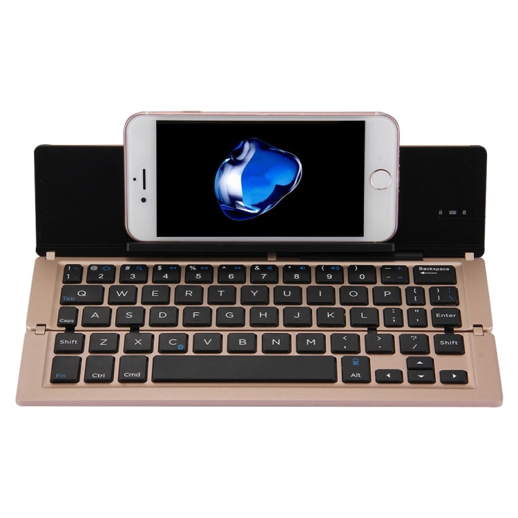 Skanto | F18 Ultra-slim Oppladbart Bærbart 58-tasters Bluetooth Trådløst Tastatur med Stativ (Gull)