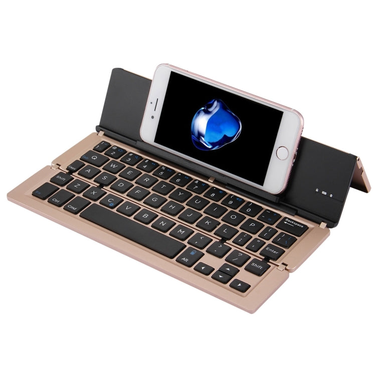 Skanto | F18 Ultra-slim Oppladbart Bærbart 58-tasters Bluetooth Trådløst Tastatur med Stativ (Gull)
