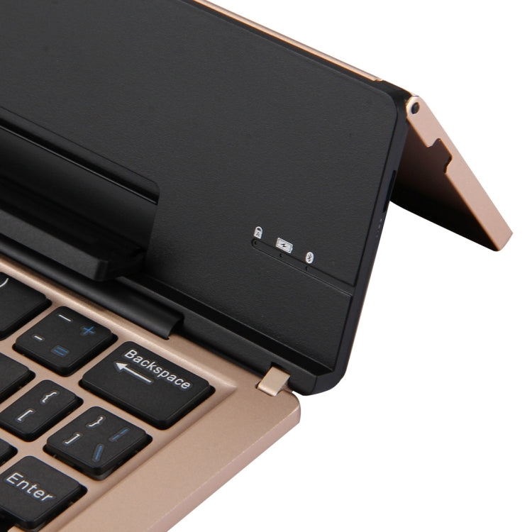 Skanto | F18 Ultra-slim Oppladbart Bærbart 58-tasters Bluetooth Trådløst Tastatur med Stativ (Gull)