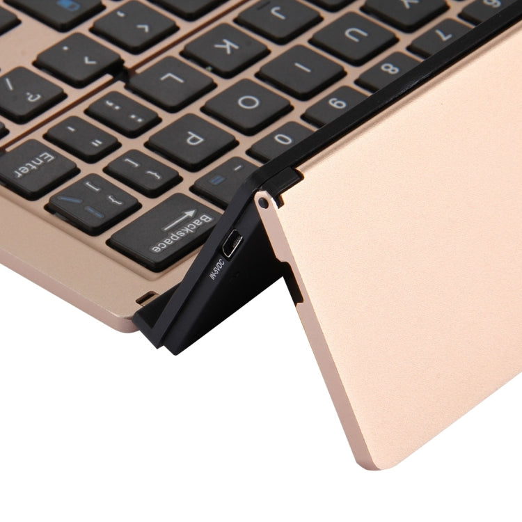 Skanto | F18 Ultra-slim Oppladbart Bærbart 58-tasters Bluetooth Trådløst Tastatur med Stativ (Gull)