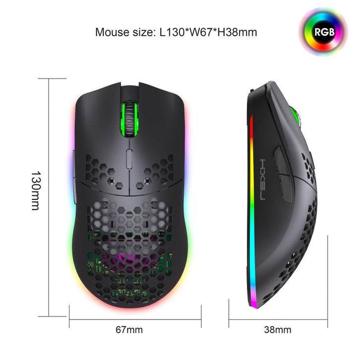 Skanto | HXSJ T66 7 Knapper Fargerik Belysning Programmerbar Gaming Trådløs Mus (Hvit)