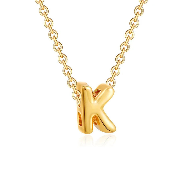 Skanto | Dainty Bubble Letter Initial Necklace