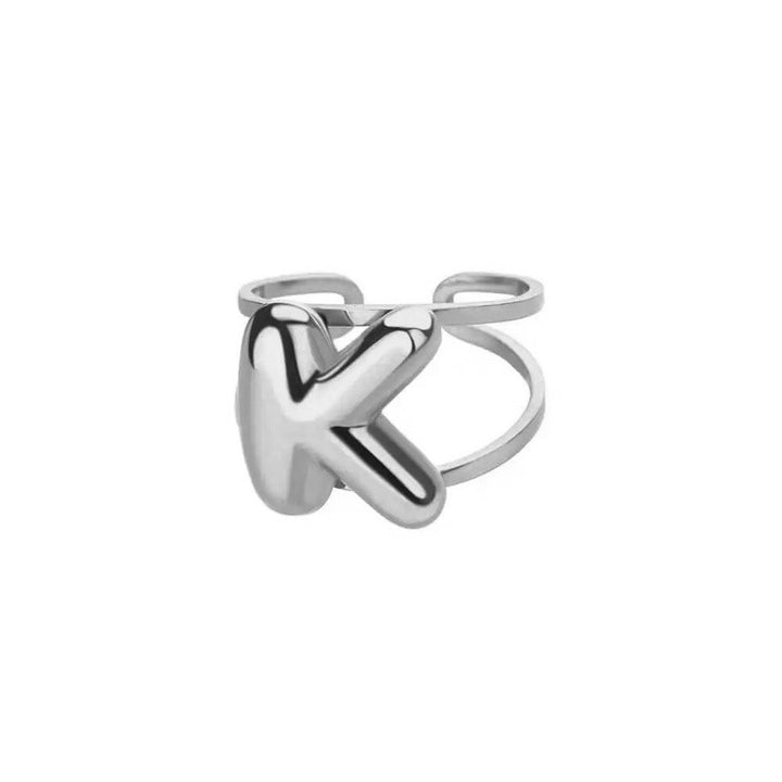 Skanto | Justerbar Åpen Bånd Boblebokstav Initial Ring