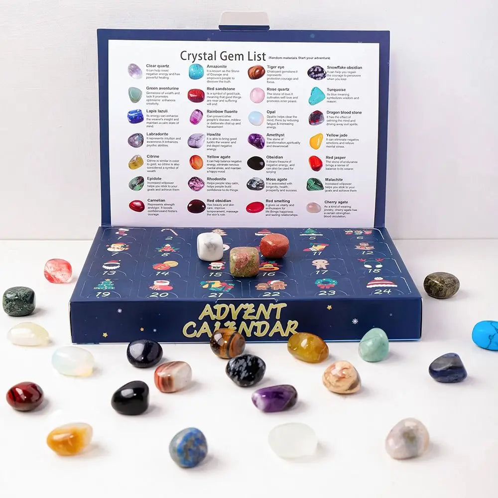 Skanto | GemNova Krystall Adventkalender – 24-dagers kalender med naturlige steiner & magisk utseende