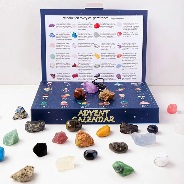 Skanto | GemNova Krystall Adventkalender – 24-dagers kalender med naturlige steiner & magisk utseende