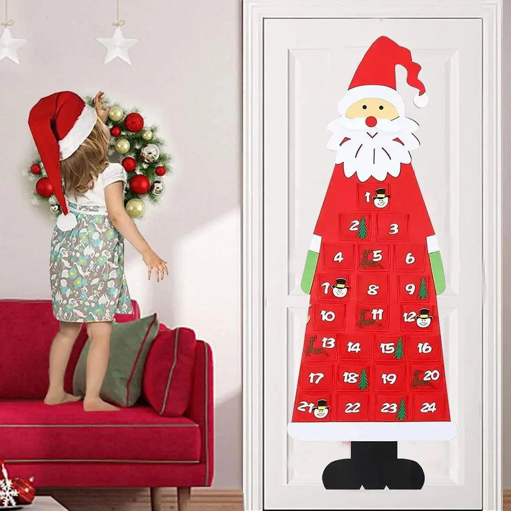 Skanto | Santa Ull Adventskalender med 24 Lommer for Barn - Fargerik Dekorasjon for Høytider