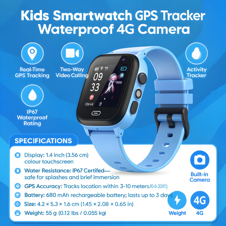 Skanto | Barne Smartklokke GPS Tracker Vanntett 4G Kamera