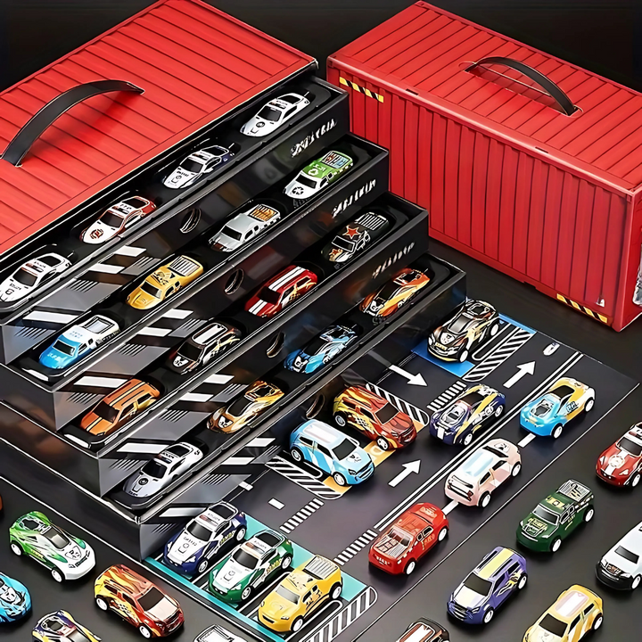 Kinder-Spielset med Diecast-Autobahn og Garage