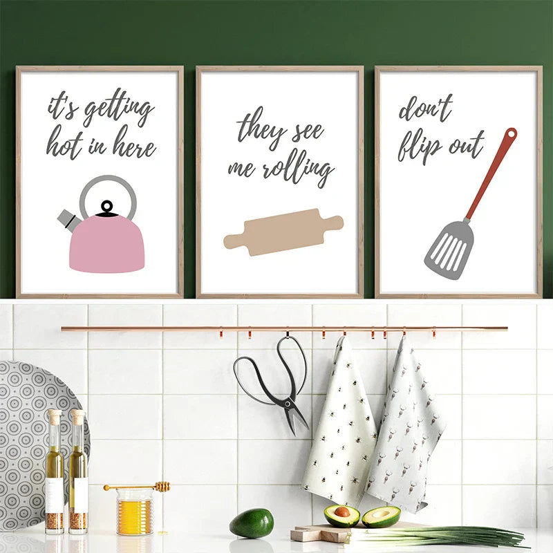 Kjøkkensammenlegg Lustige Sitat Poster Vegkunst Fin Kunst Lerretsutskrifter Bilder For Kjøkken Kafé Diner Matlaging Bakverk Kreasjonsinnredning | Skanto