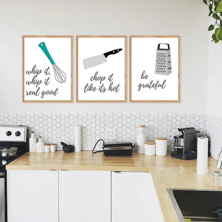 Kitchen Utensil Funny Quotes Posters Wall Art Canvas Prints for Kitchen Cafe Diner Cooking Baking Art Creative Home Decor | Skanto